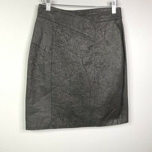 Vintage dLinea Skirt Women Size 11 / 12 Black Leather Straight Pencil 80's Lined